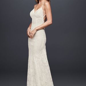 SOFT LACE SHEATH WEDDING DRESS W/LOW BACK NTWG3827